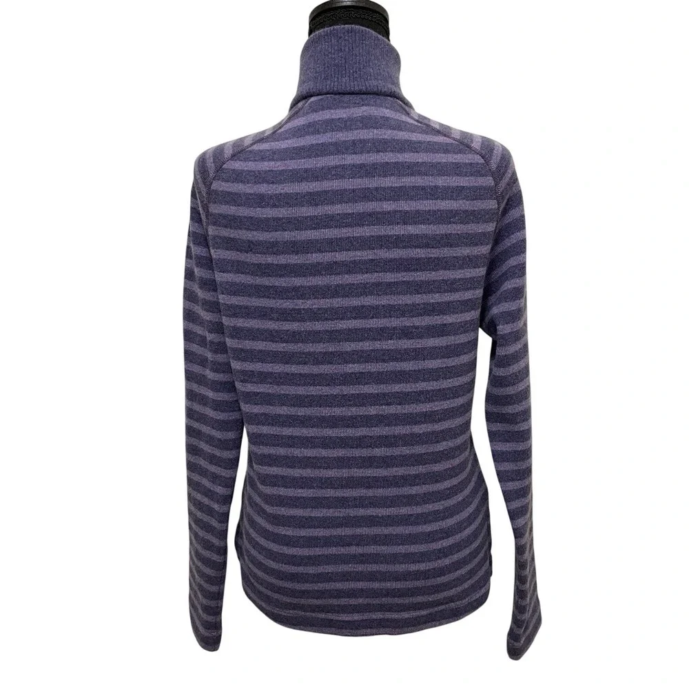 Mountain‎ Hardwear Wool Blend Mock Neck Pullover Sweater M Purple Striped Hiking